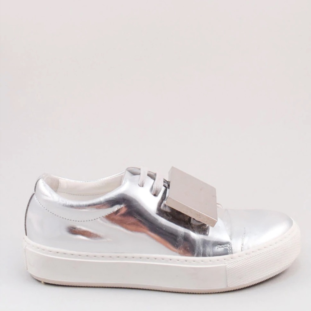 Acne Studios Silver Metallic "Adriana" Face Sneakers - Picture 2 of 15